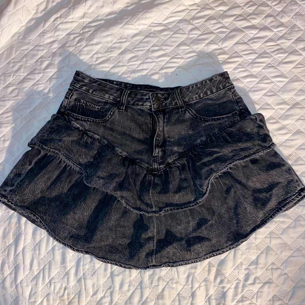 black denim skirt with ruffles from American Eagle